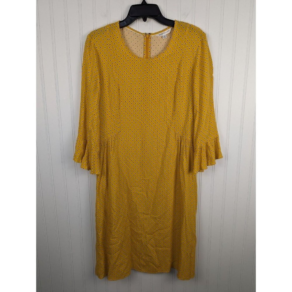 Downeast‎ Women's Timeless Yellow Geometric Dress Flowy Viscose Size Small